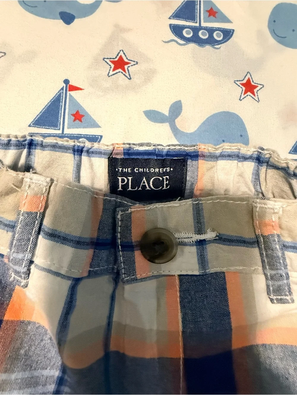 The Children's Place Orange & Blue Plaid Cotton Shorts